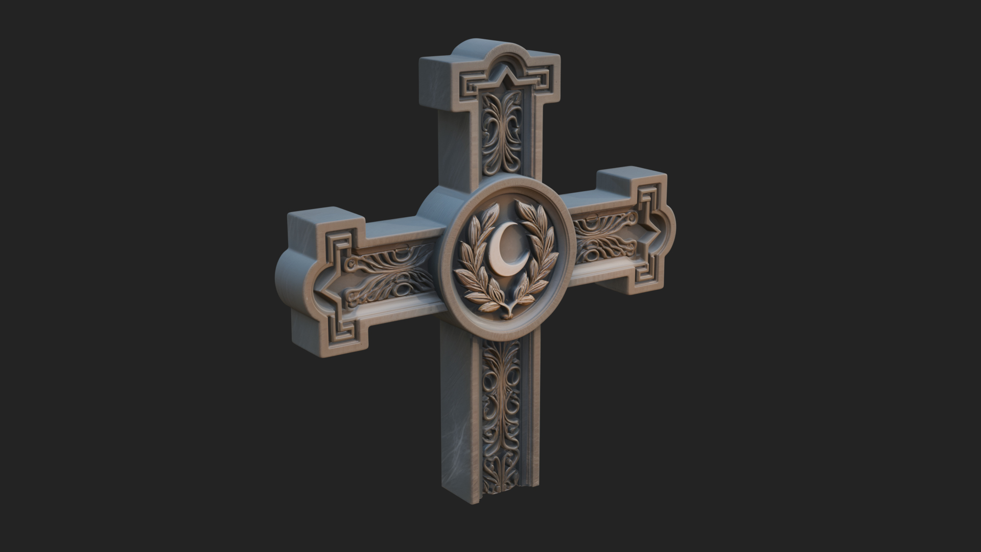 Carved Relief Wall Cross Design 378 3D Print Model 3D Model