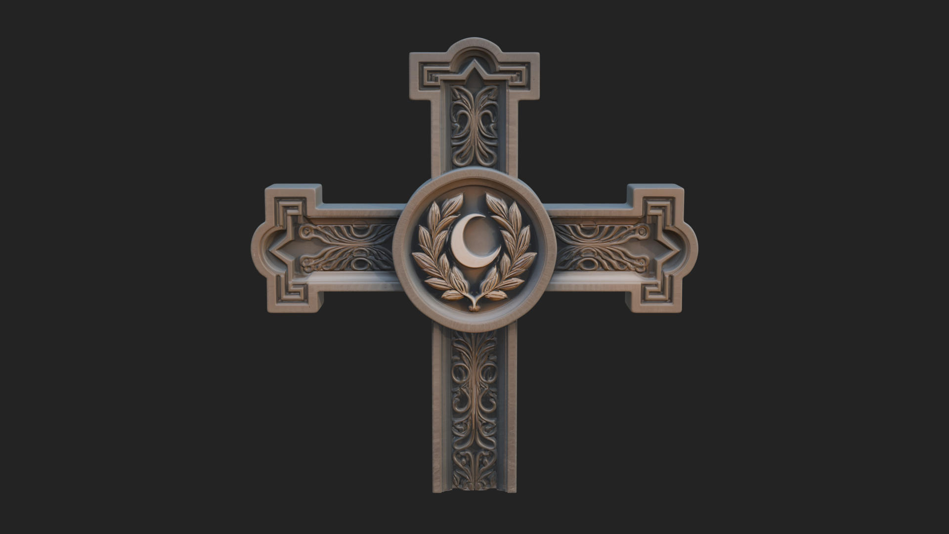 Carved Relief Wall Cross Design 378 3D Print Model 3D Model