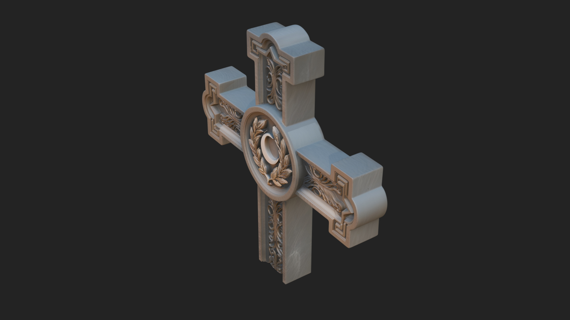 Carved Relief Wall Cross Design 378 3D Print Model 3D Model