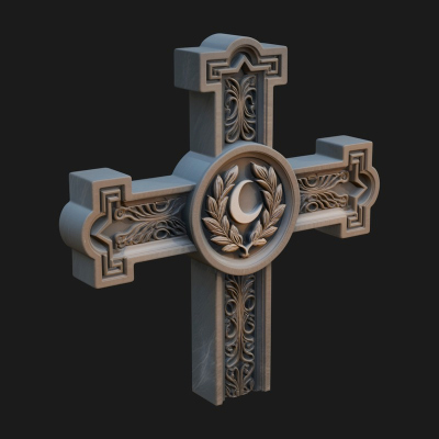 Carved Relief Wall Cross Design 378 3D Print Model
