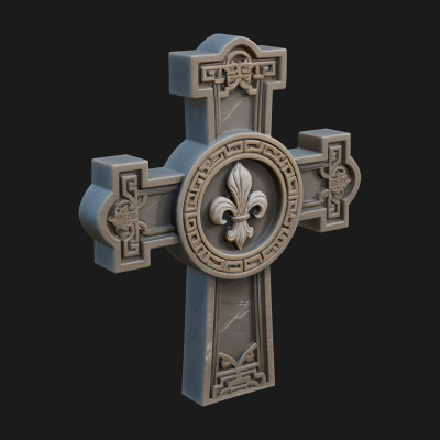 Carved Relief Wall Cross Design 379 3D Print Model