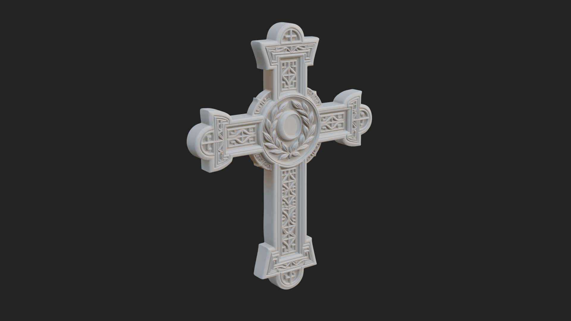 Carved Relief Wall Cross Design 38 3D Print Model 3D Model
