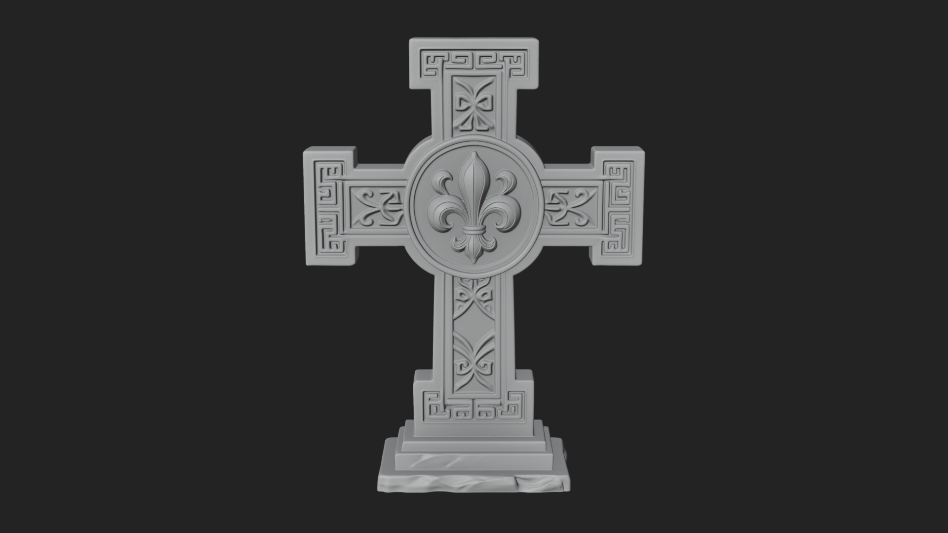 Carved Relief Wall Cross Design 381 3D Print Model 3D Model