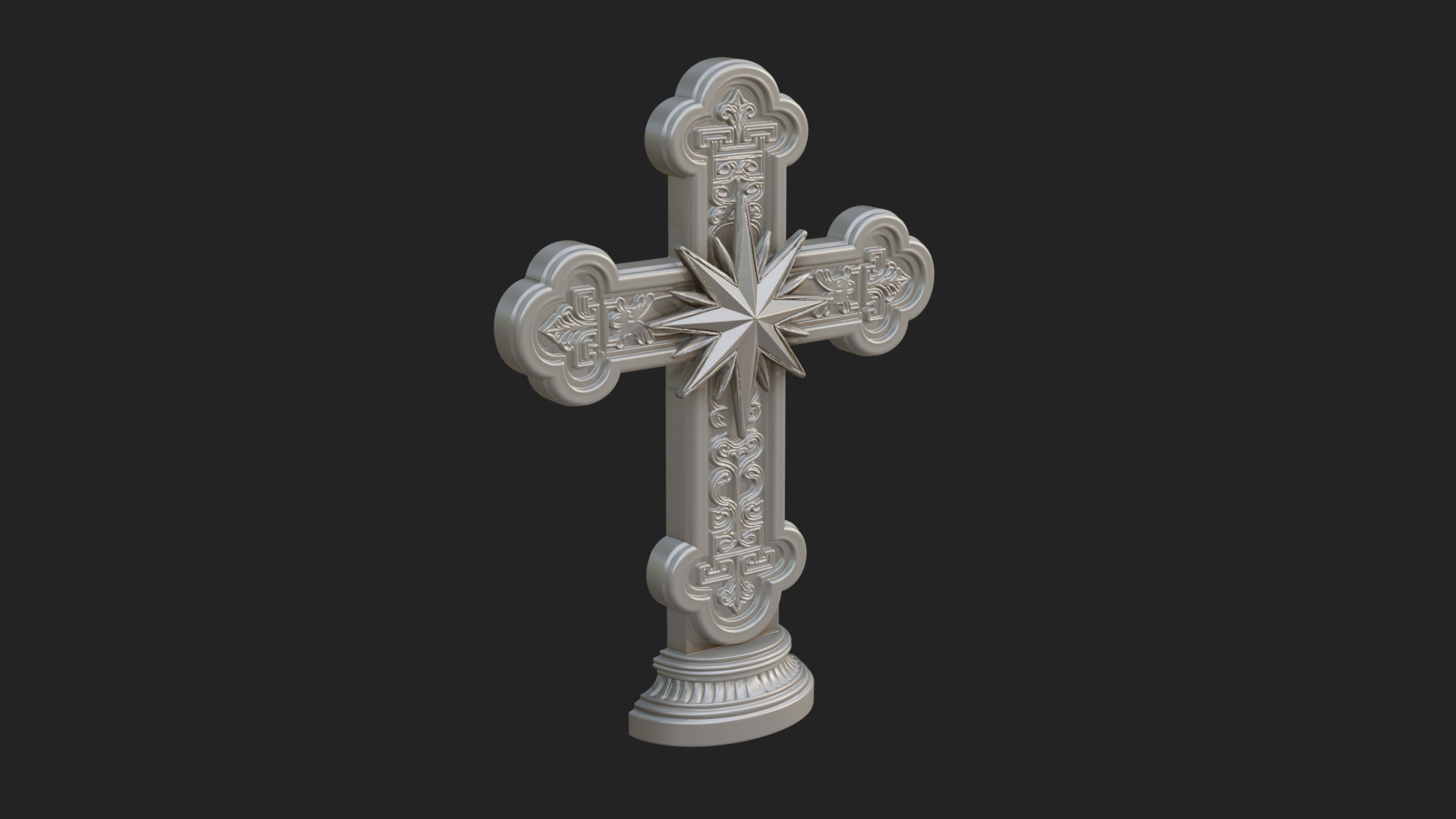 Carved Relief Wall Cross Design 383 3D Print Model 3D Model