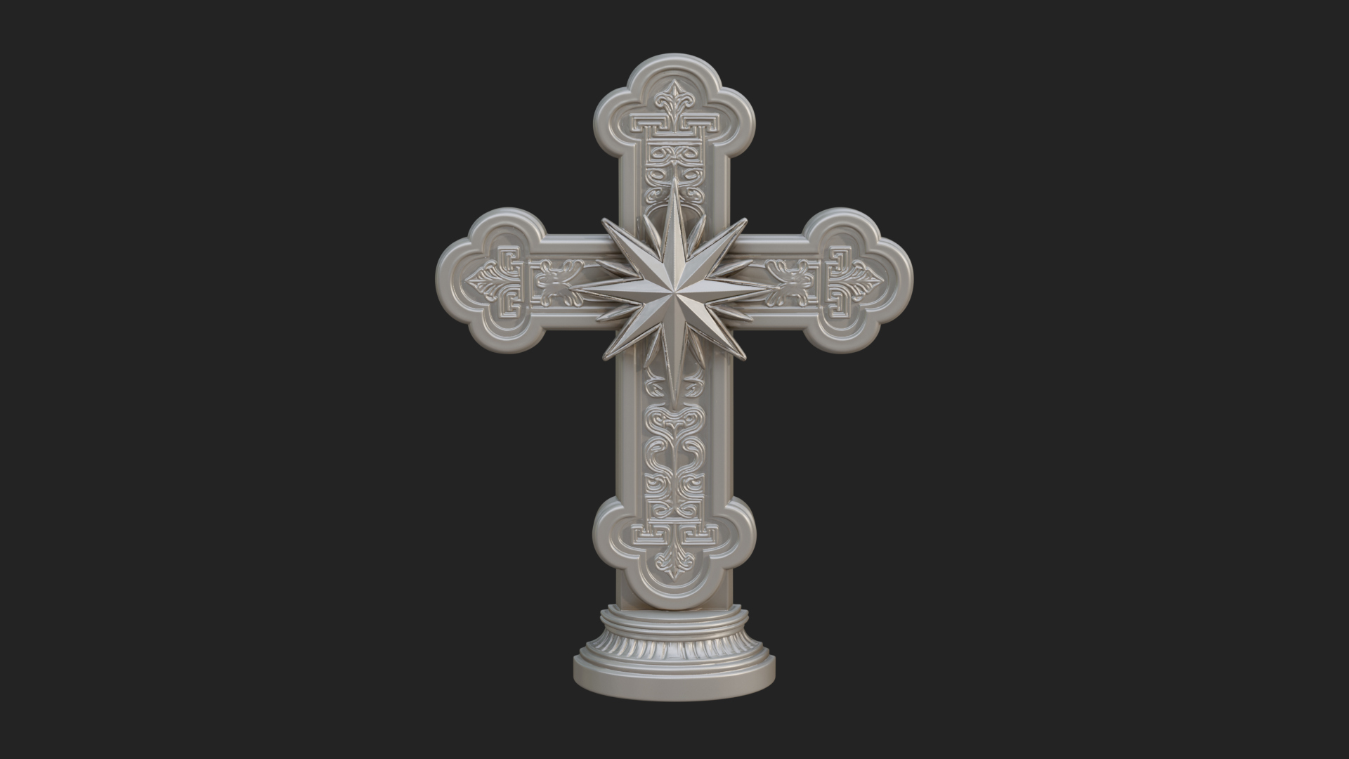 Carved Relief Wall Cross Design 383 3D Print Model 3D Model