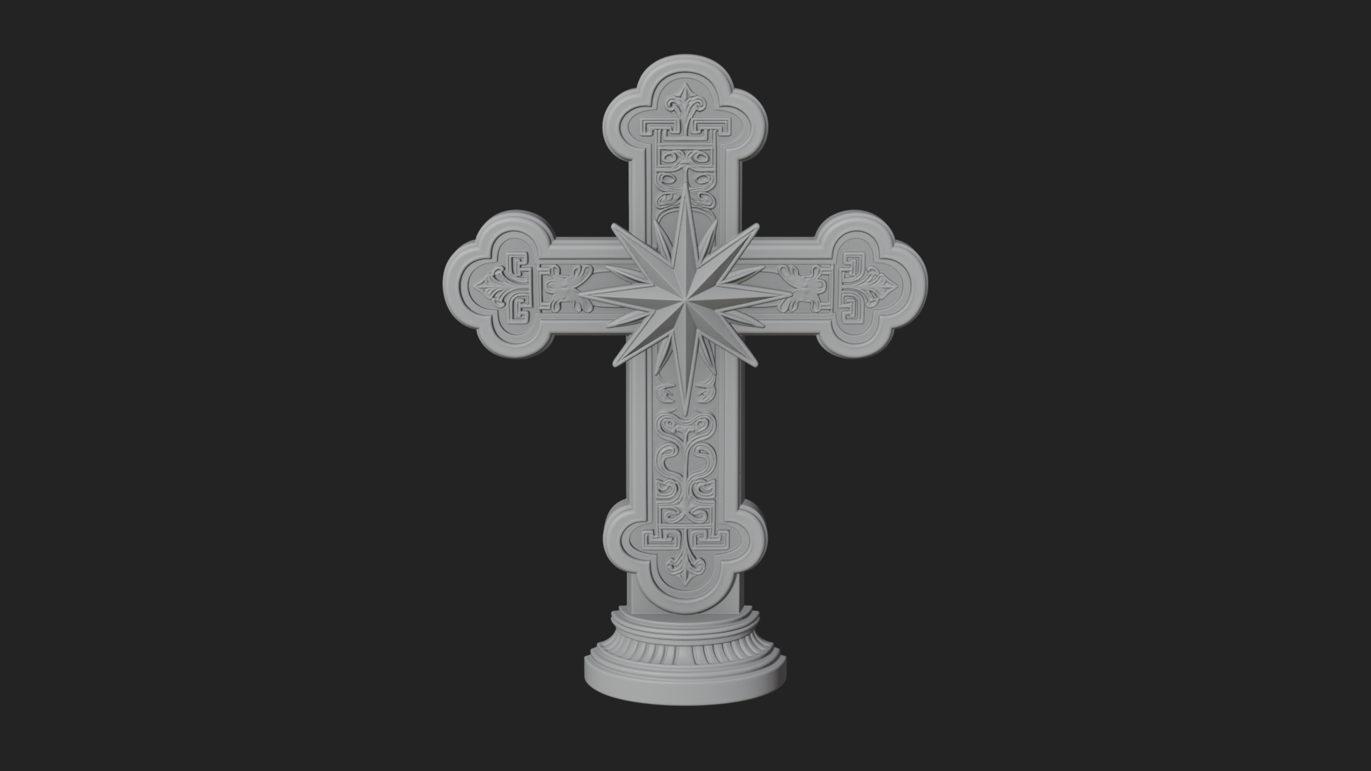 Carved Relief Wall Cross Design 383 3D Print Model 3D Model