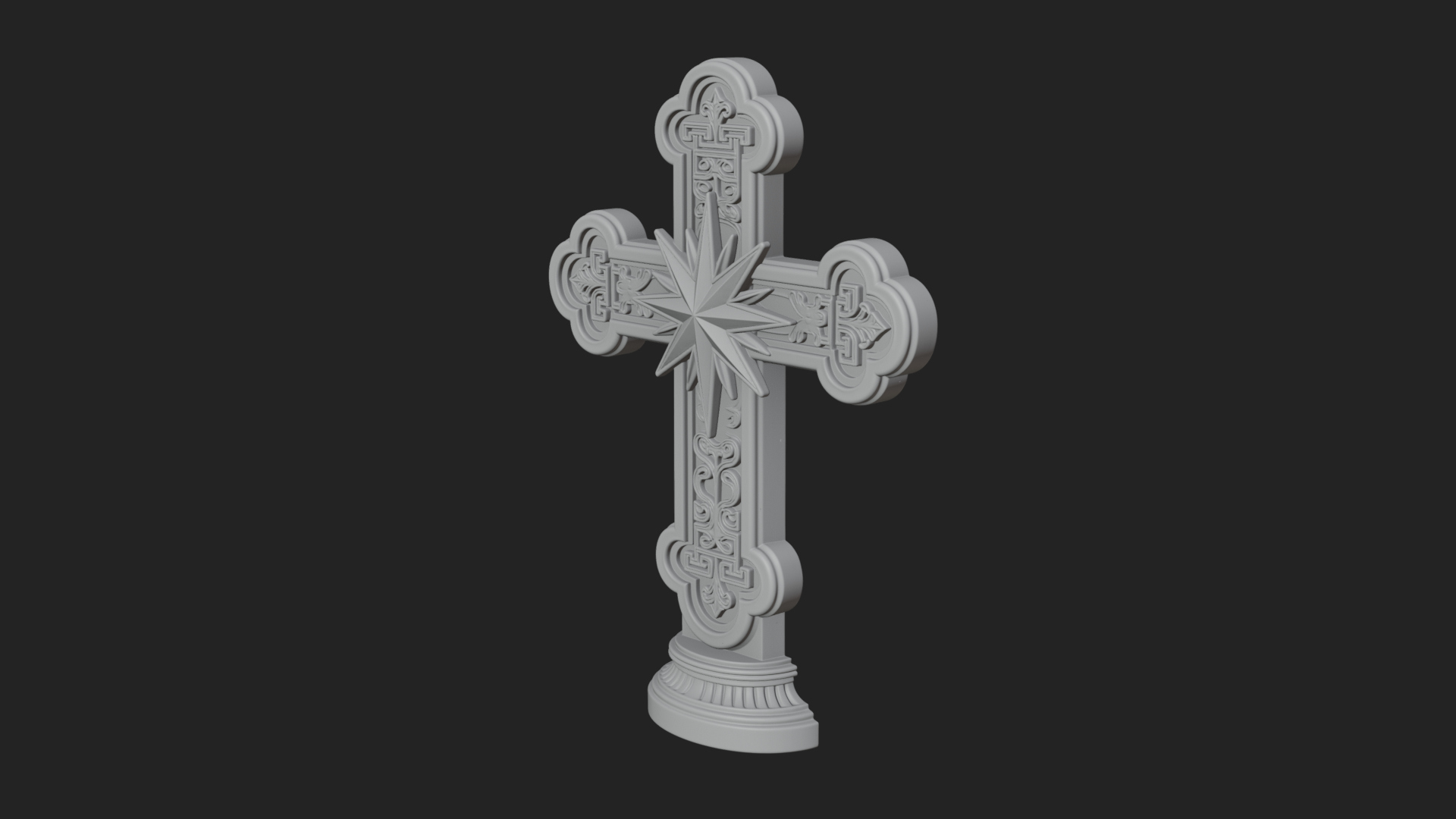 Carved Relief Wall Cross Design 383 3D Print Model 3D Model