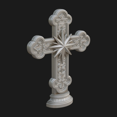 Carved Relief Wall Cross Design 383 3D Print Model