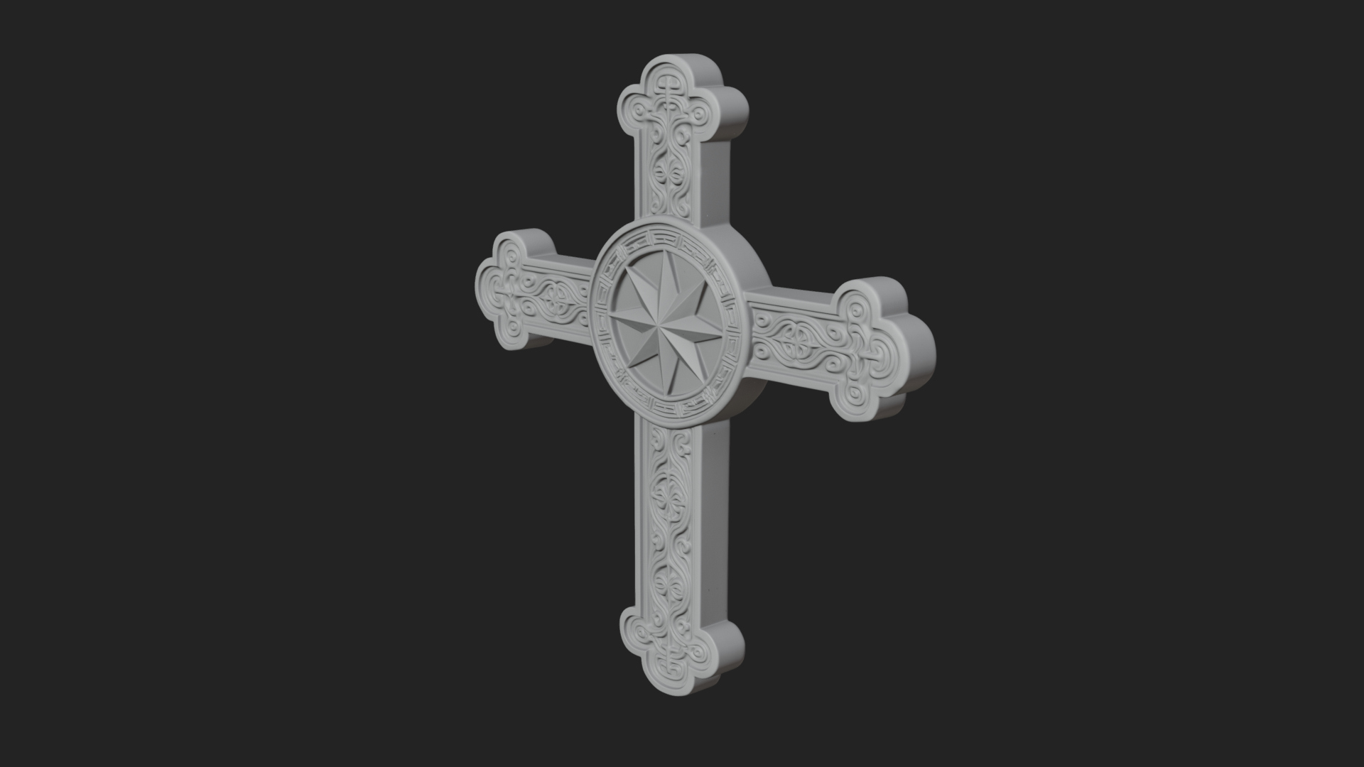 Carved Relief Wall Cross Design 384 3D Print Model 3D Model