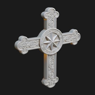 Carved Relief Wall Cross Design 384 3D Print Model