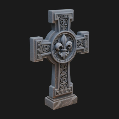 Carved Relief Wall Cross Design 386 3D Print Model