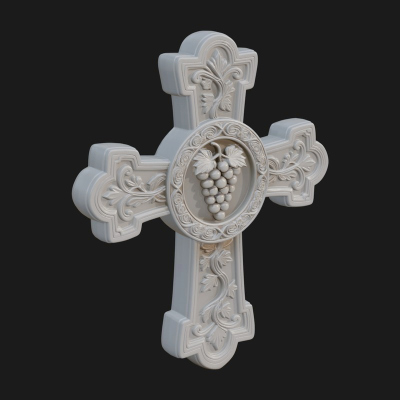 Carved Relief Wall Cross Design 387 3D Print Model