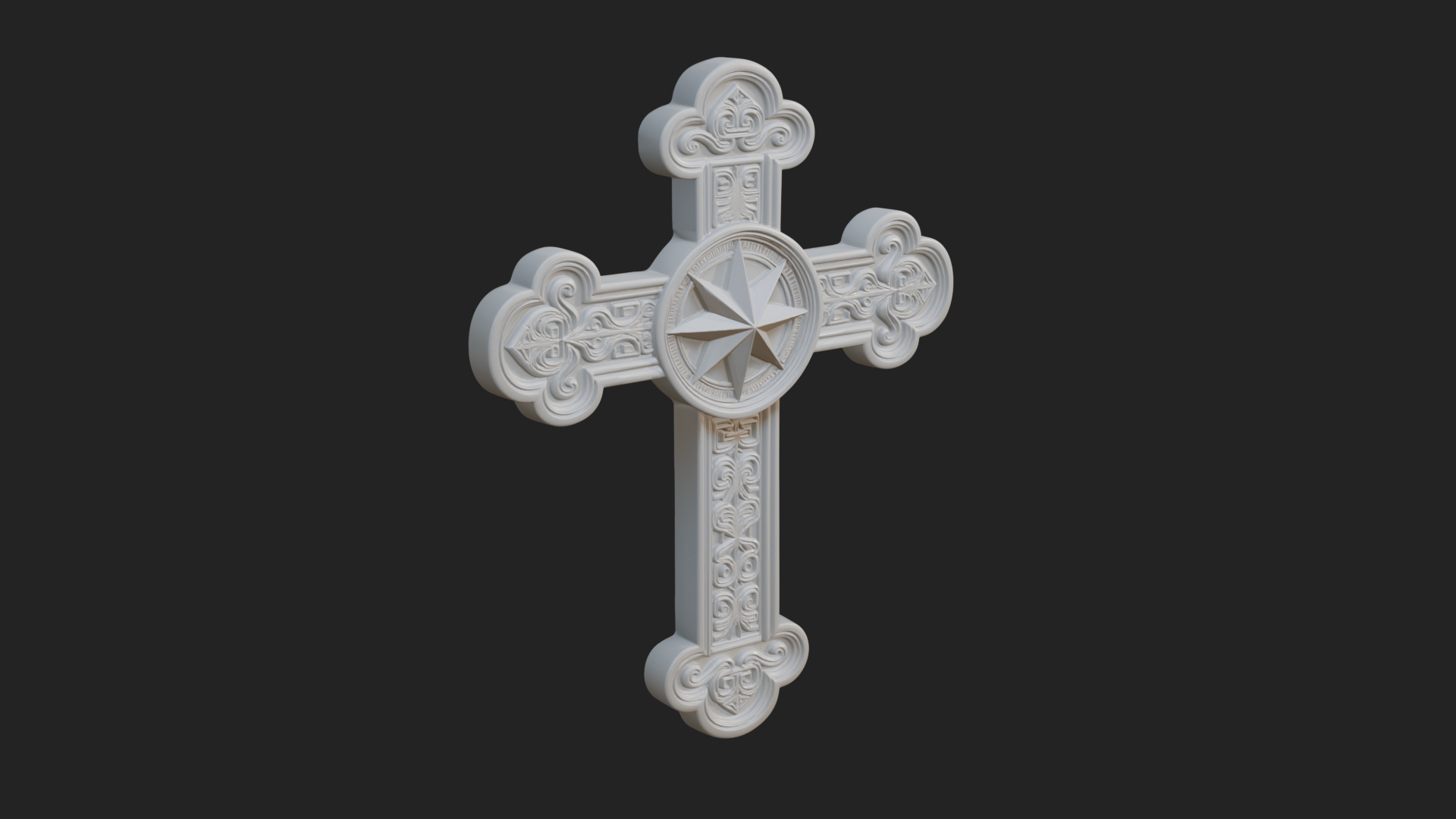 Carved Relief Wall Cross Design 388 3D Print Model 3D Model