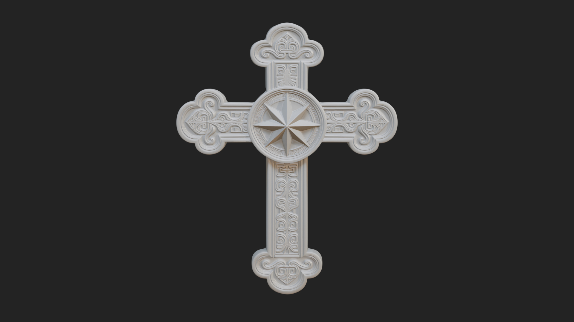 Carved Relief Wall Cross Design 388 3D Print Model 3D Model