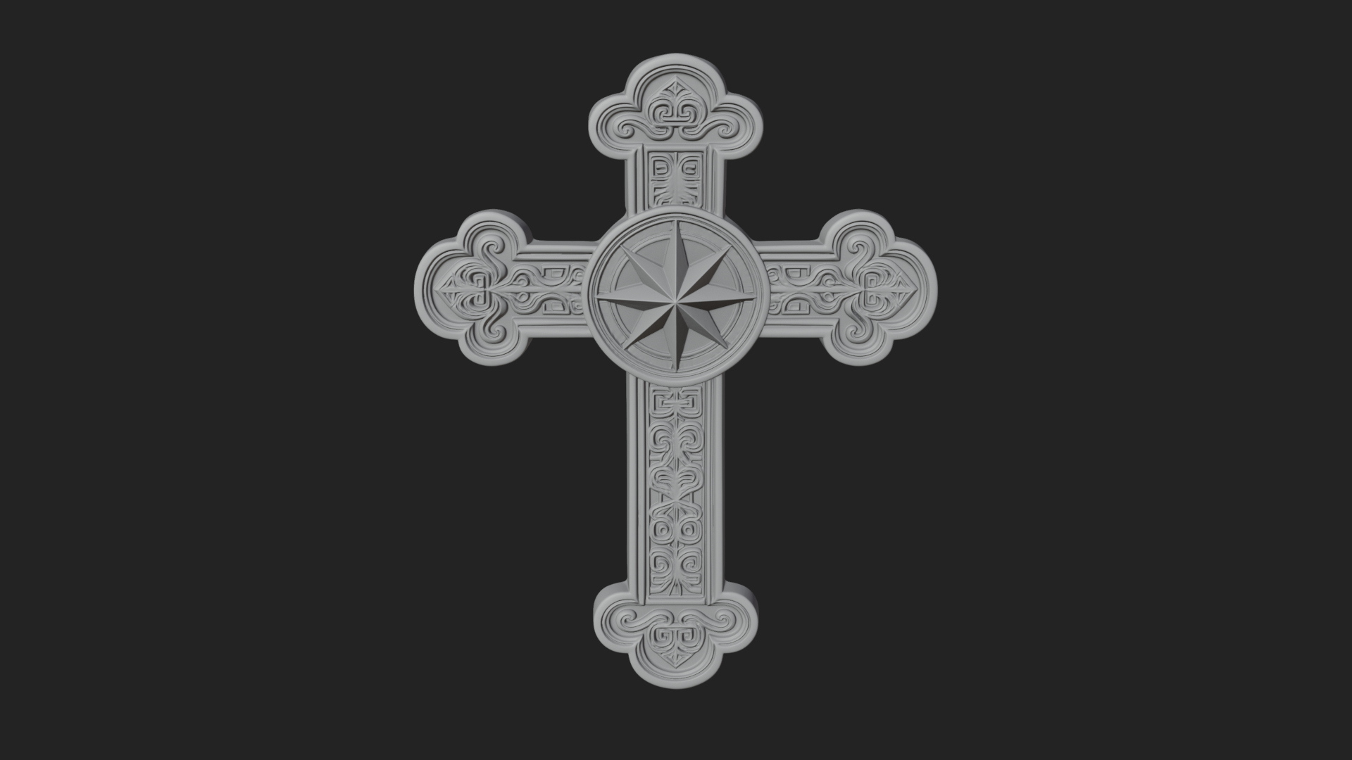 Carved Relief Wall Cross Design 388 3D Print Model 3D Model