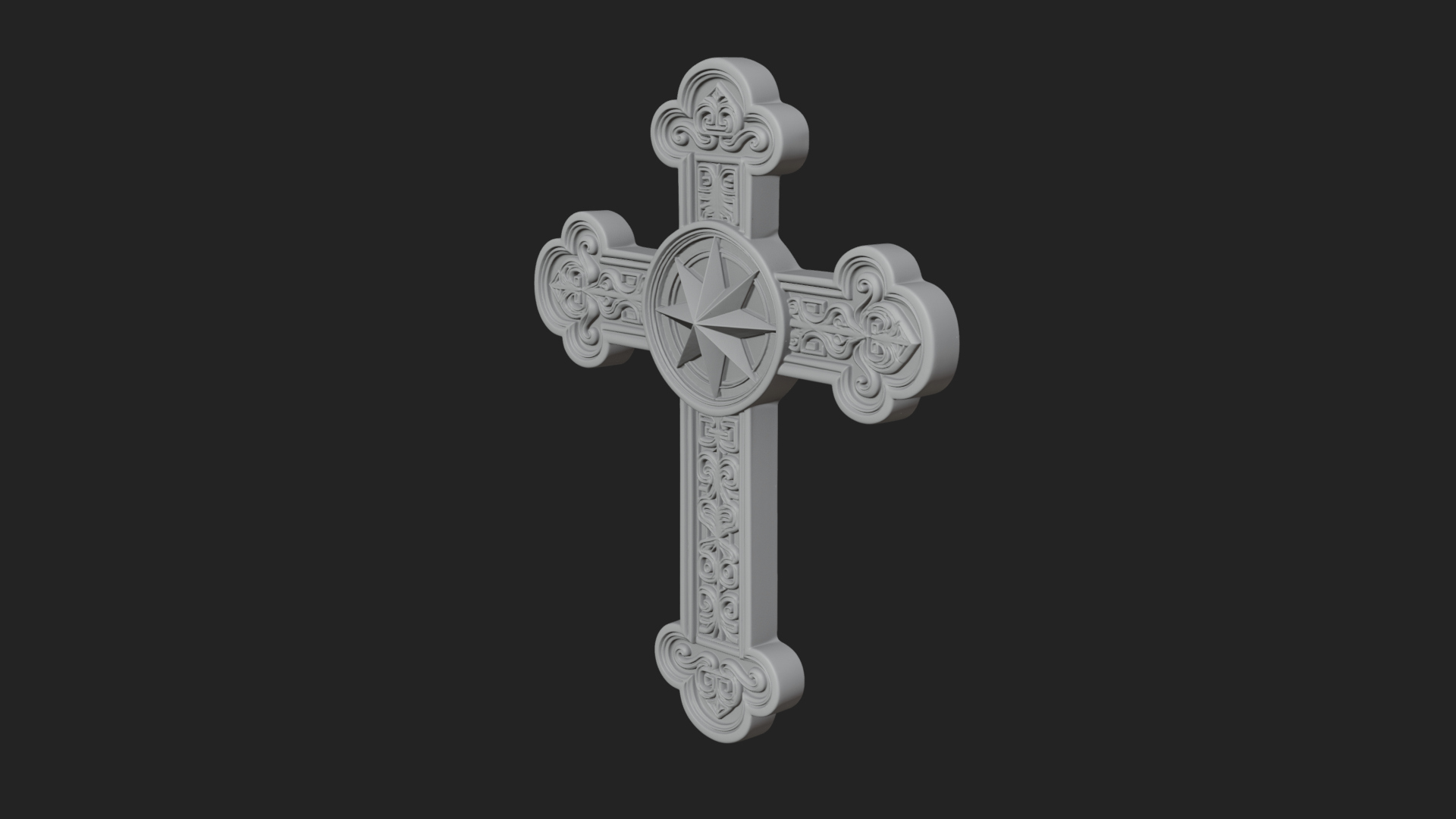 Carved Relief Wall Cross Design 388 3D Print Model 3D Model