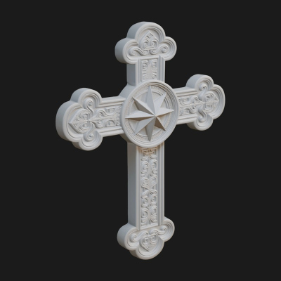 Carved Relief Wall Cross Design 388 3D Print Model