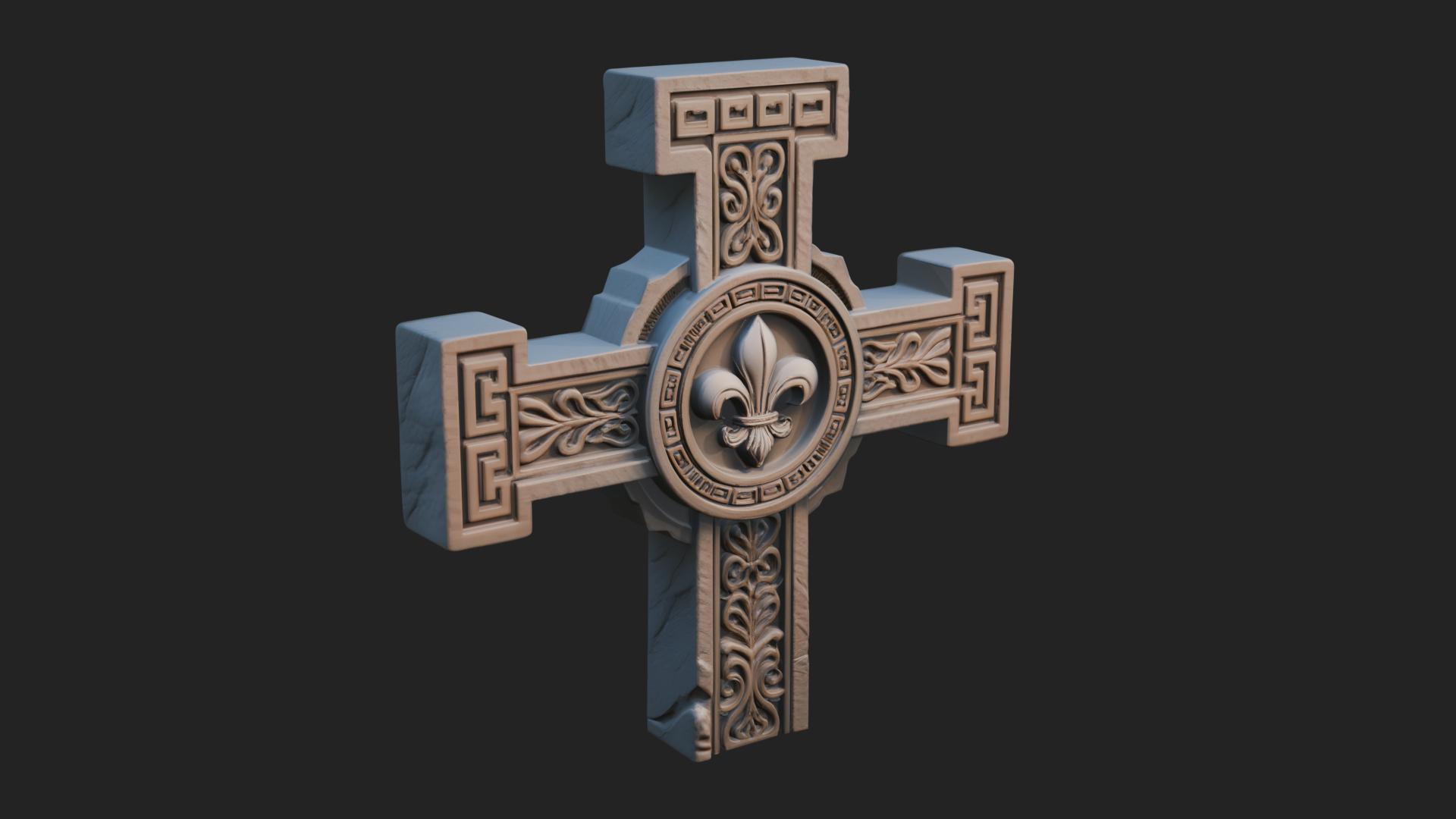 Carved Relief Wall Cross Design 389 3D Print Model 3D Model