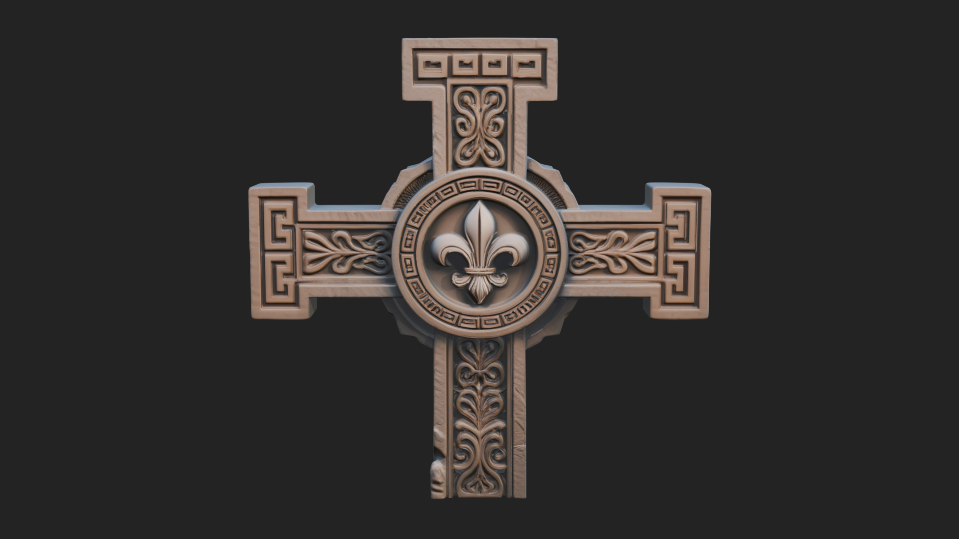 Carved Relief Wall Cross Design 389 3D Print Model 3D Model