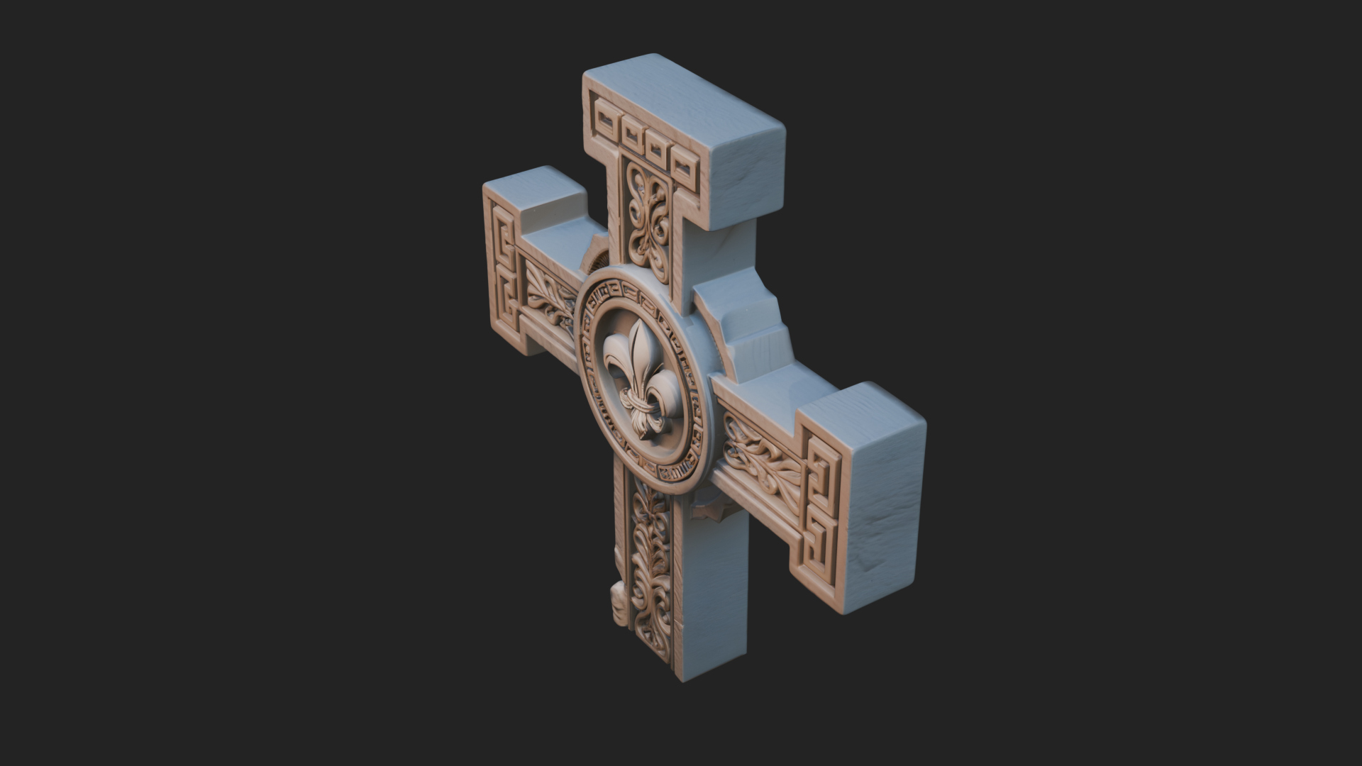 Carved Relief Wall Cross Design 389 3D Print Model 3D Model