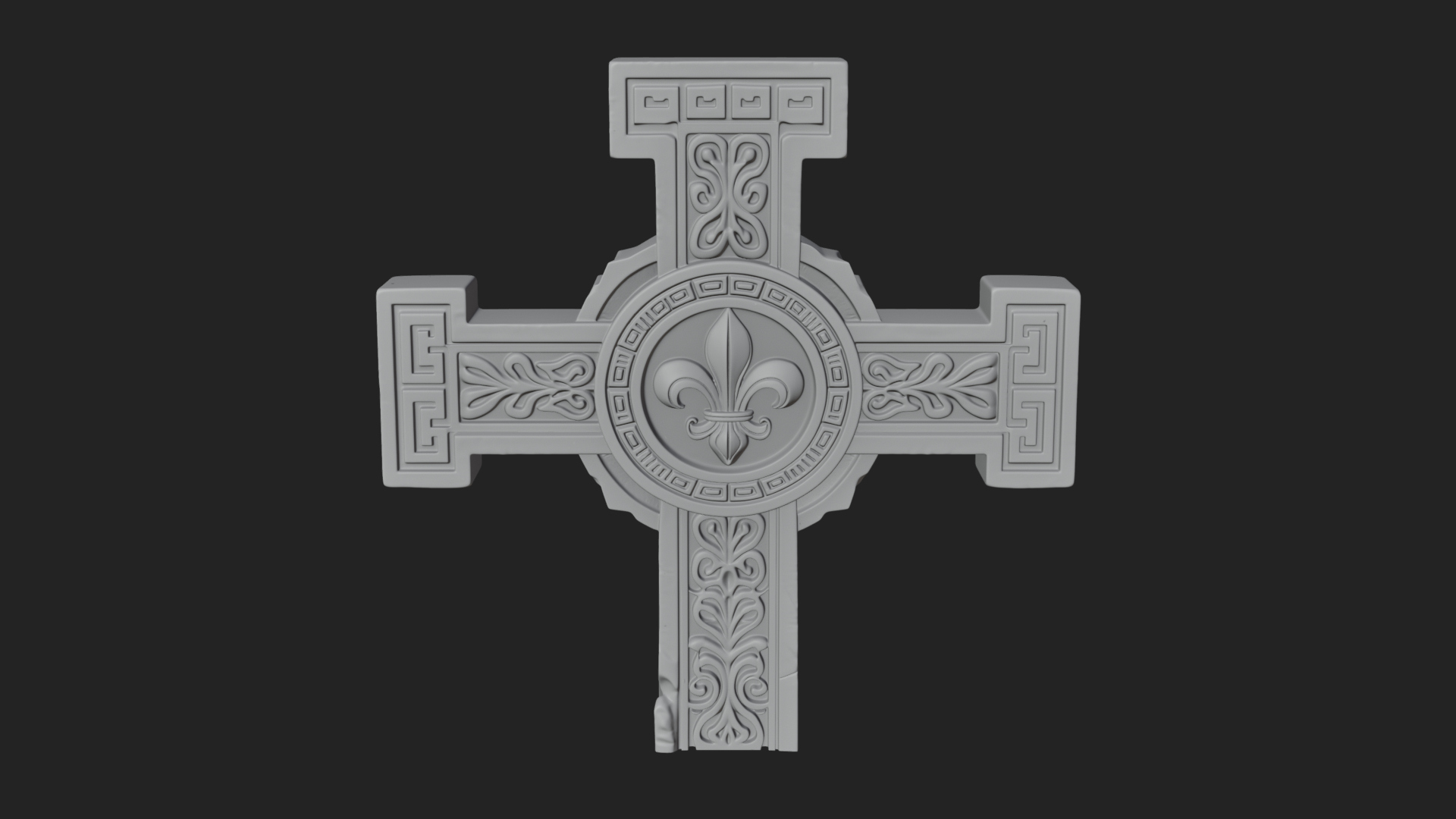 Carved Relief Wall Cross Design 389 3D Print Model 3D Model