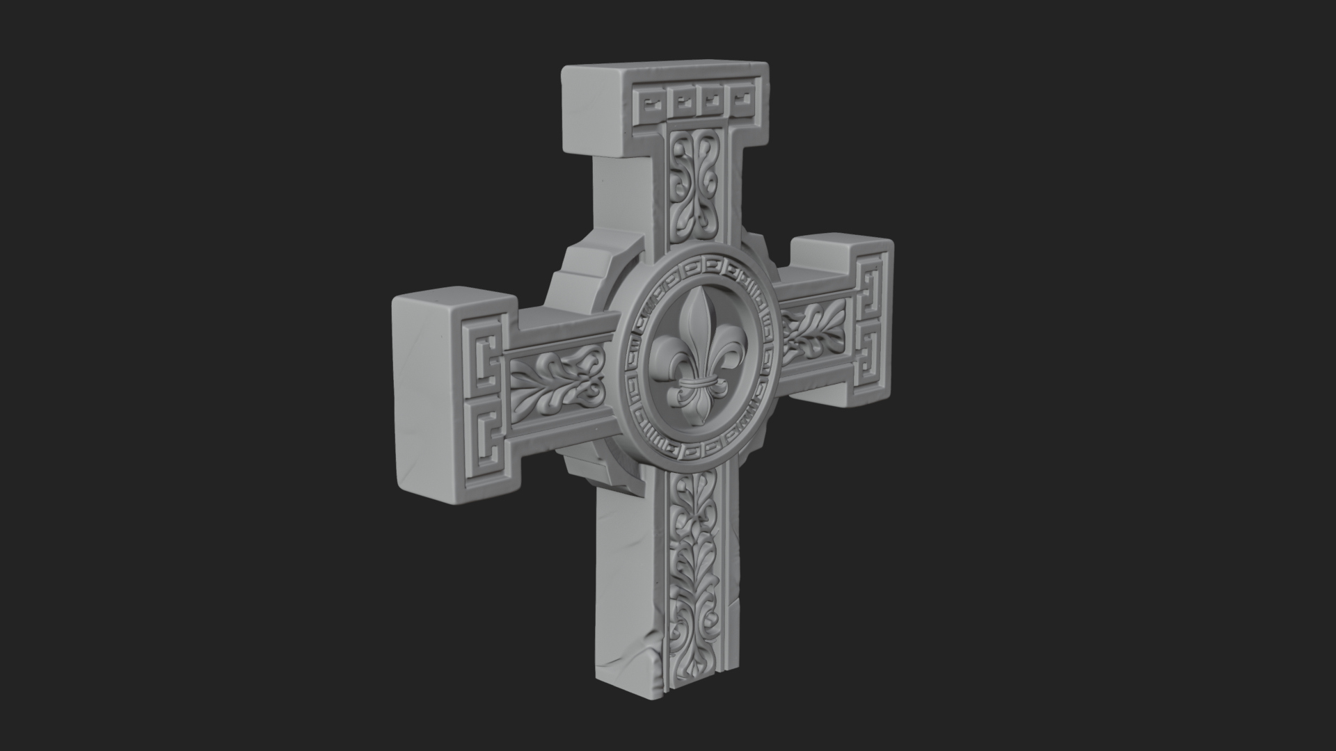 Carved Relief Wall Cross Design 389 3D Print Model 3D Model