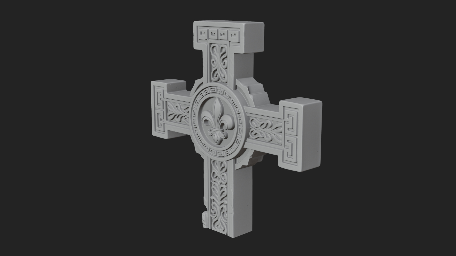 Carved Relief Wall Cross Design 389 3D Print Model 3D Model