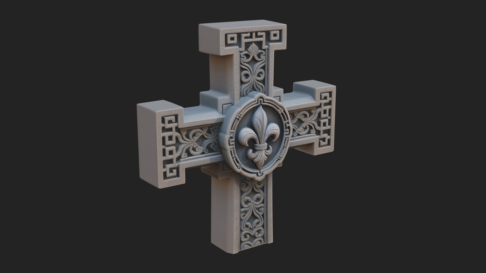 Carved Relief Wall Cross Design 390 3D Print Model 3D Model