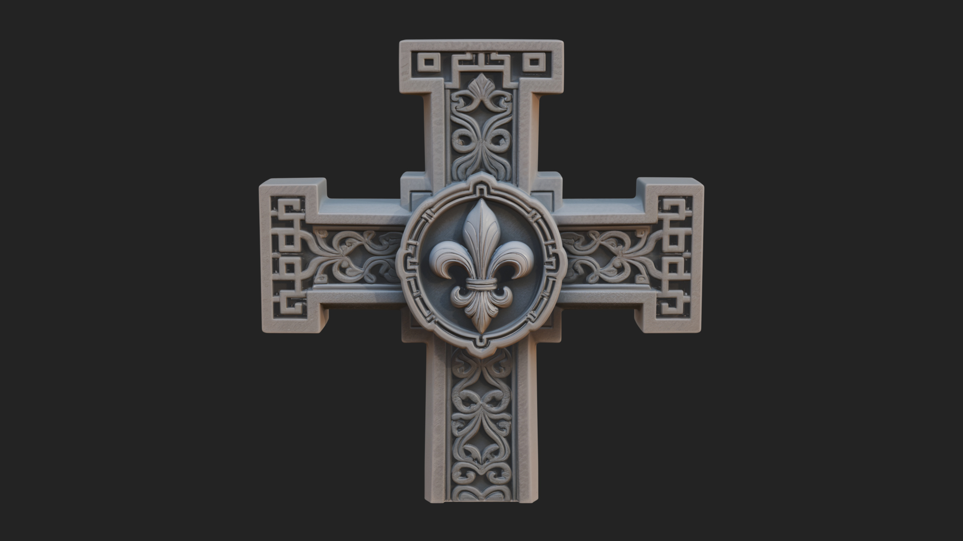 Carved Relief Wall Cross Design 390 3D Print Model 3D Model