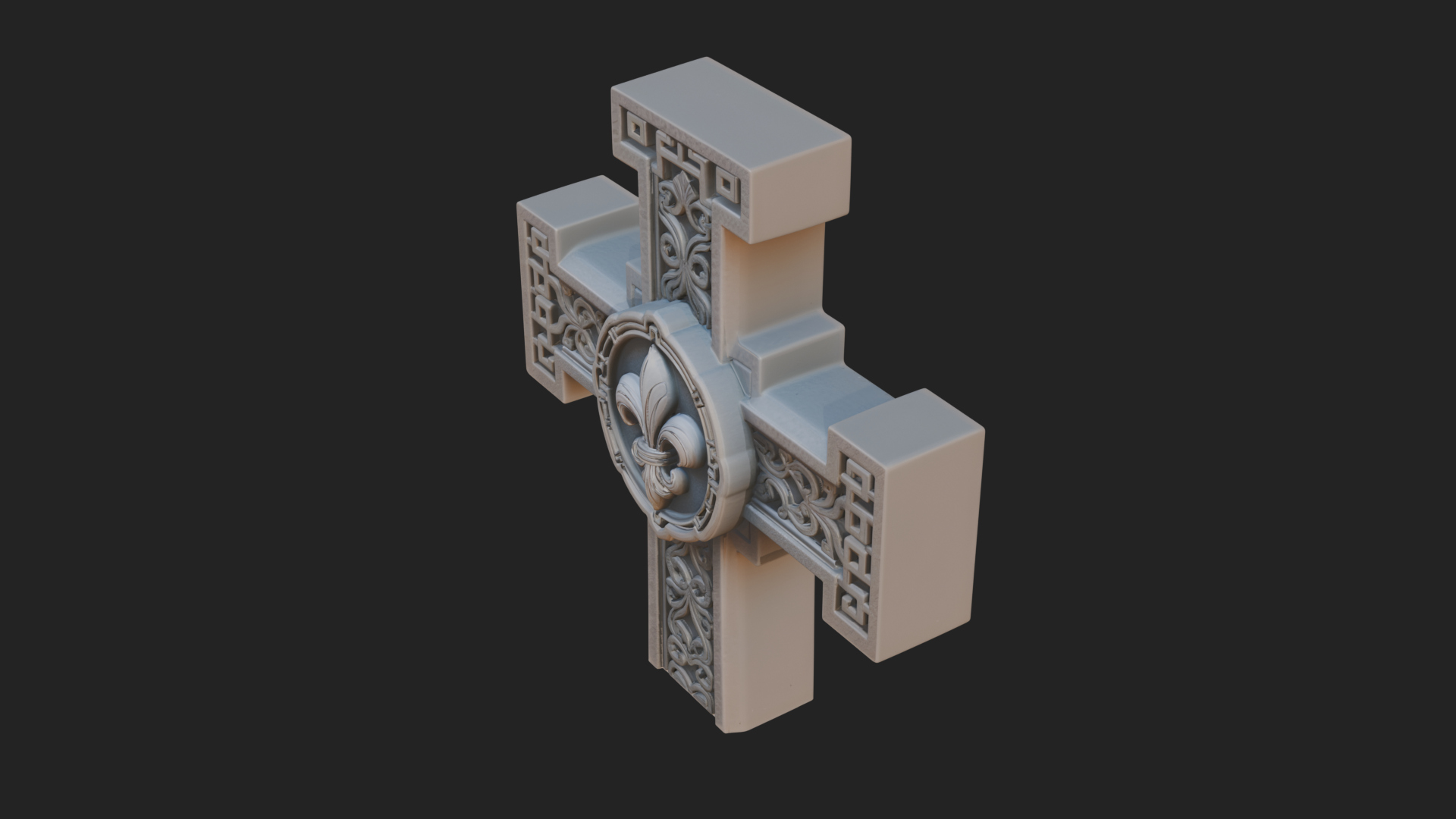 Carved Relief Wall Cross Design 390 3D Print Model 3D Model