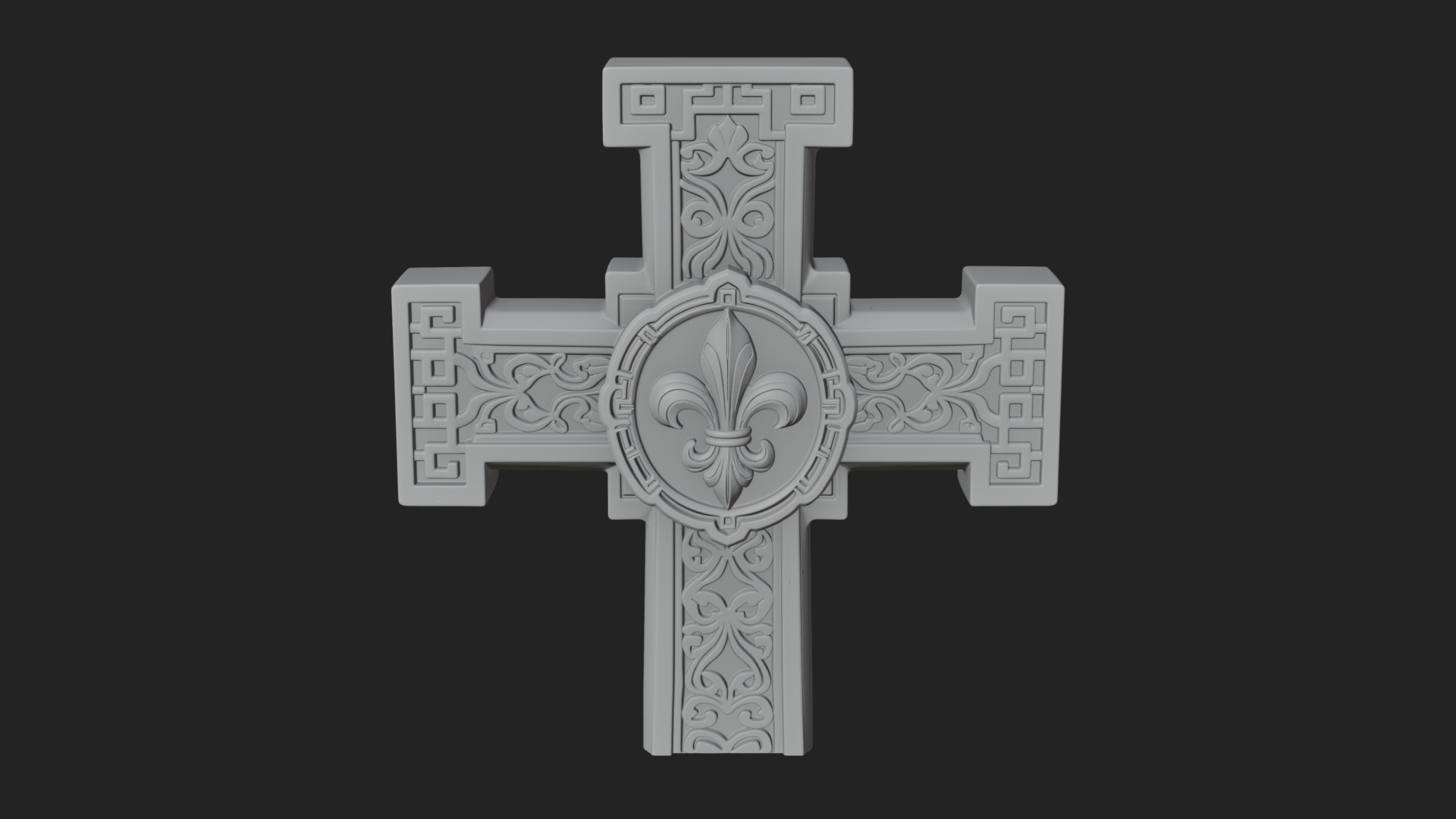 Carved Relief Wall Cross Design 390 3D Print Model 3D Model