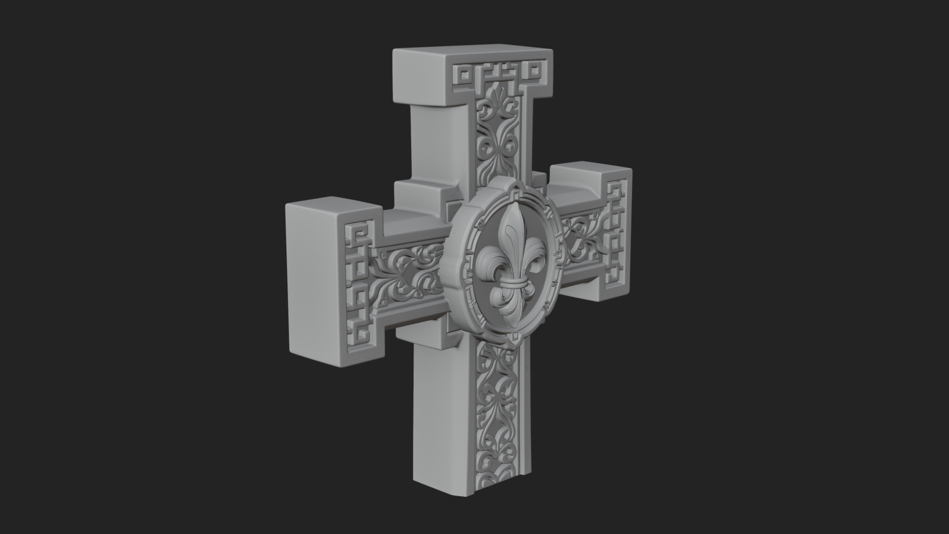 Carved Relief Wall Cross Design 390 3D Print Model 3D Model