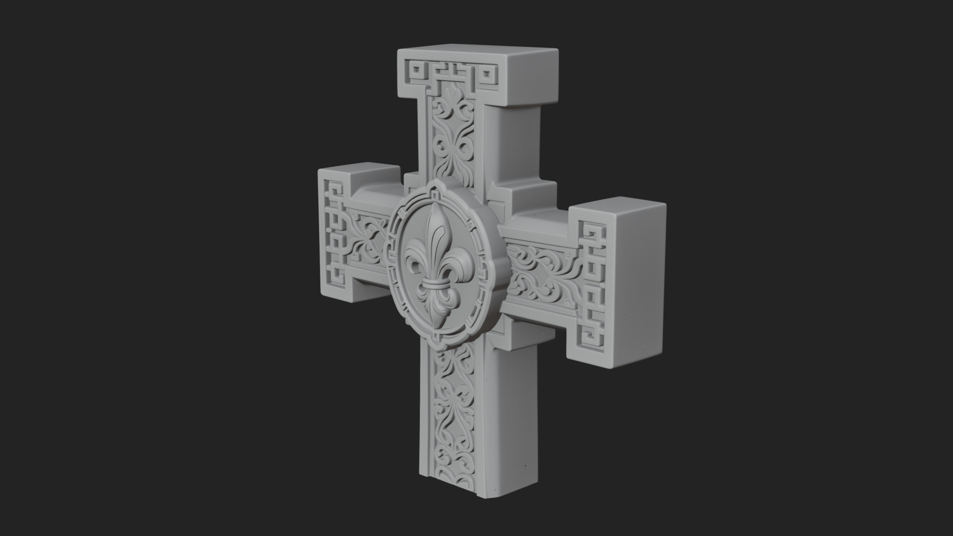 Carved Relief Wall Cross Design 390 3D Print Model 3D Model