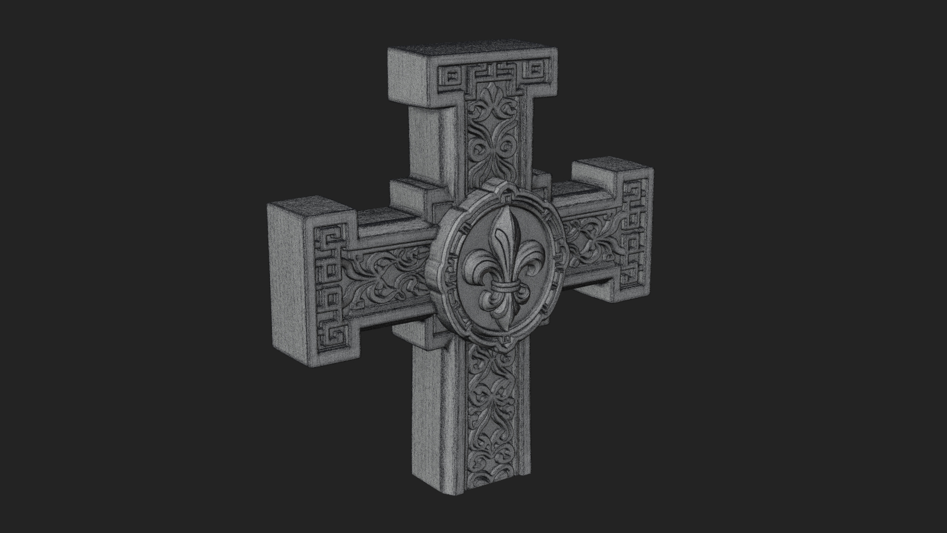 Carved Relief Wall Cross Design 390 3D Print Model 3D Model