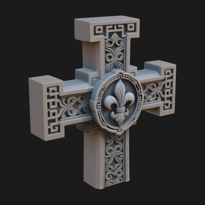 Carved Relief Wall Cross Design 390 3D Print Model