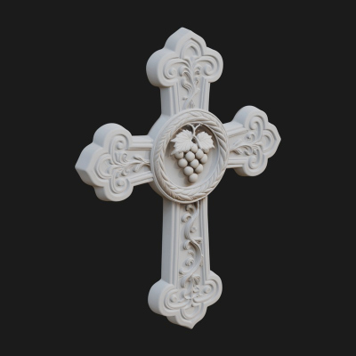 Carved Relief Wall Cross Design 391 3D Print Model