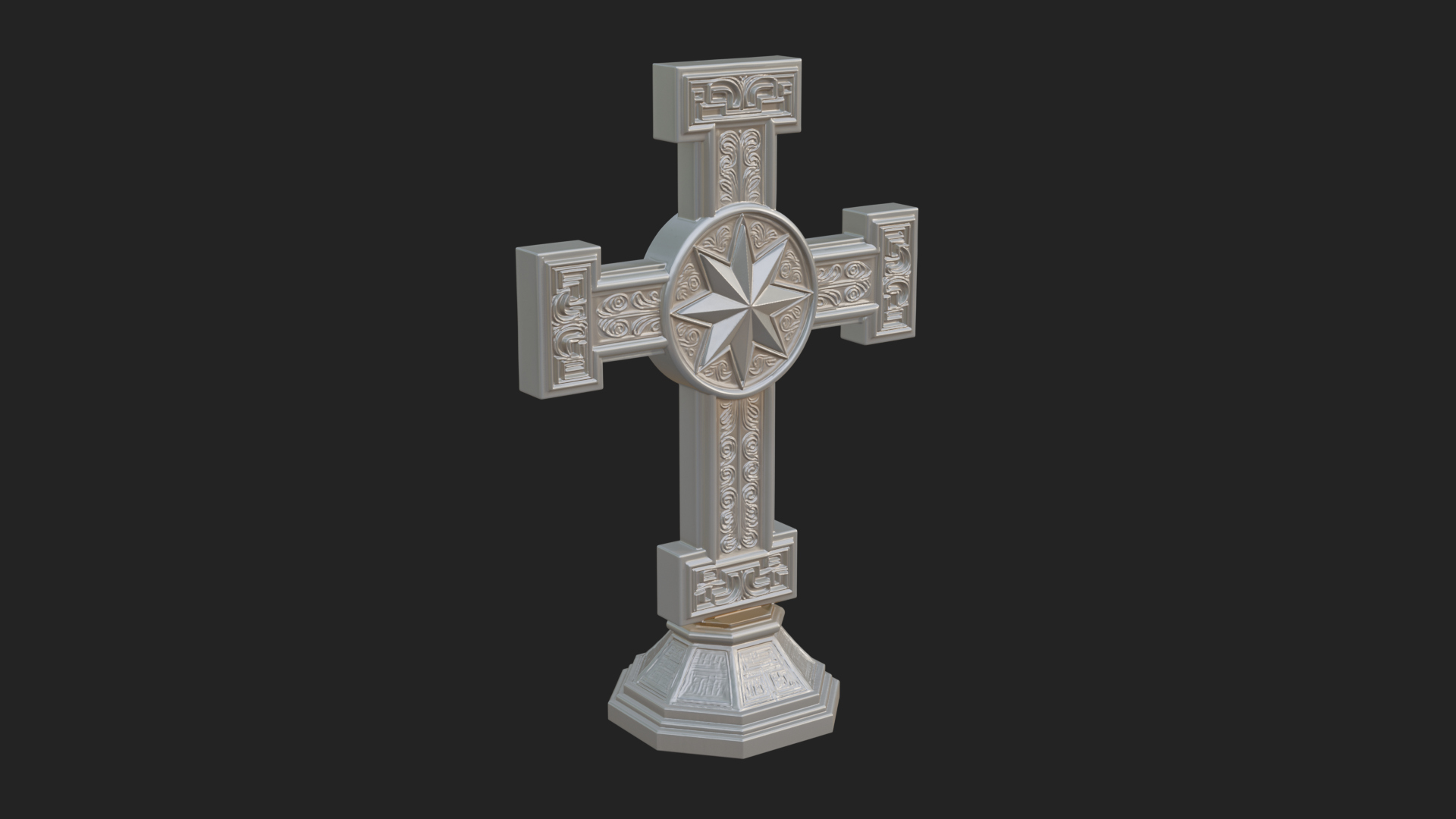 Carved Relief Wall Cross Design 392 3D Print Model 3D Model