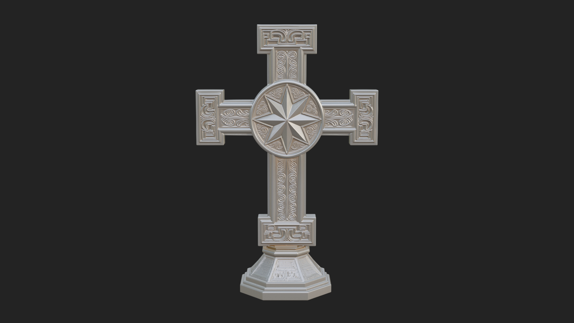 Carved Relief Wall Cross Design 392 3D Print Model 3D Model