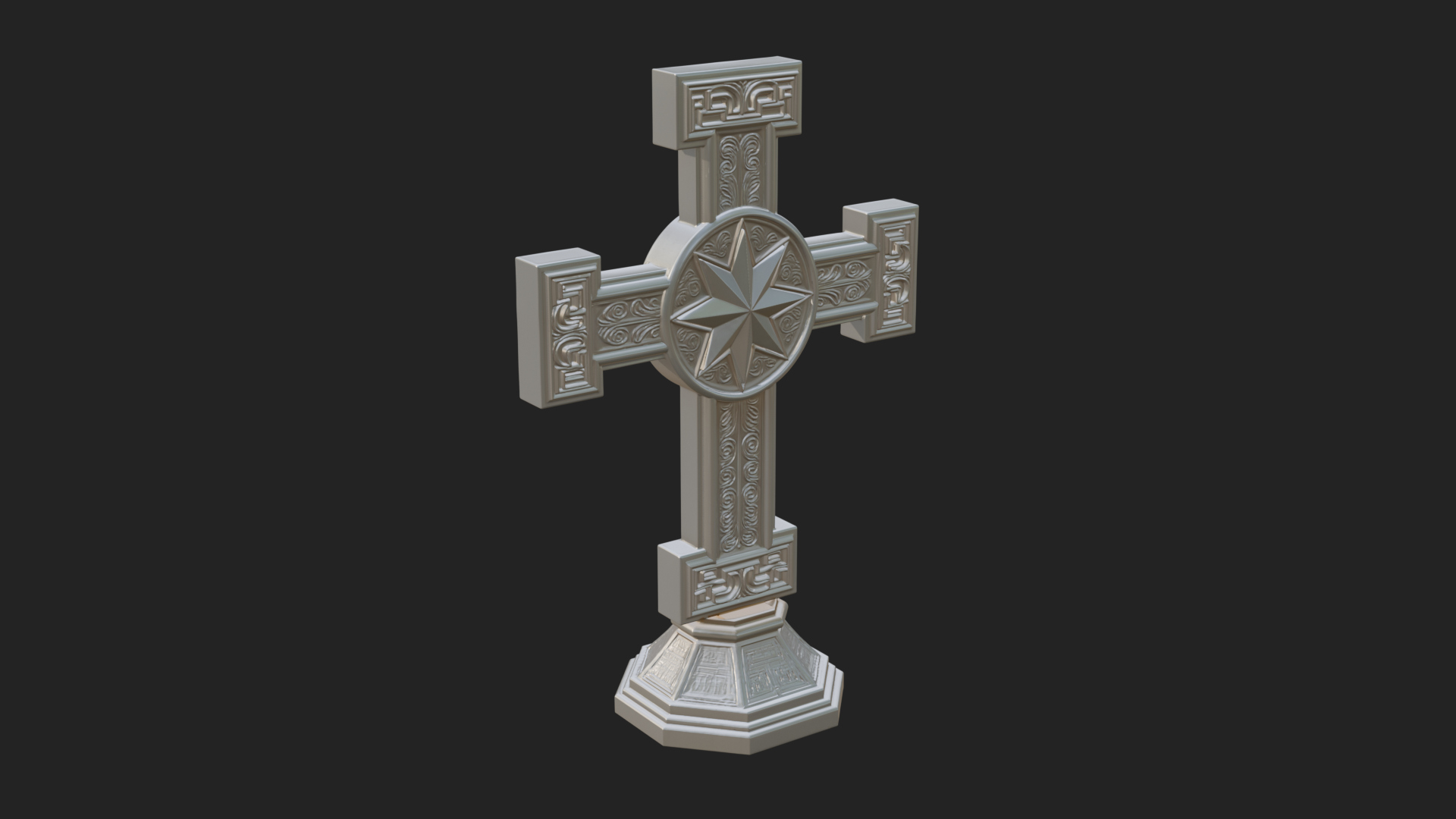 Carved Relief Wall Cross Design 392 3D Print Model 3D Model