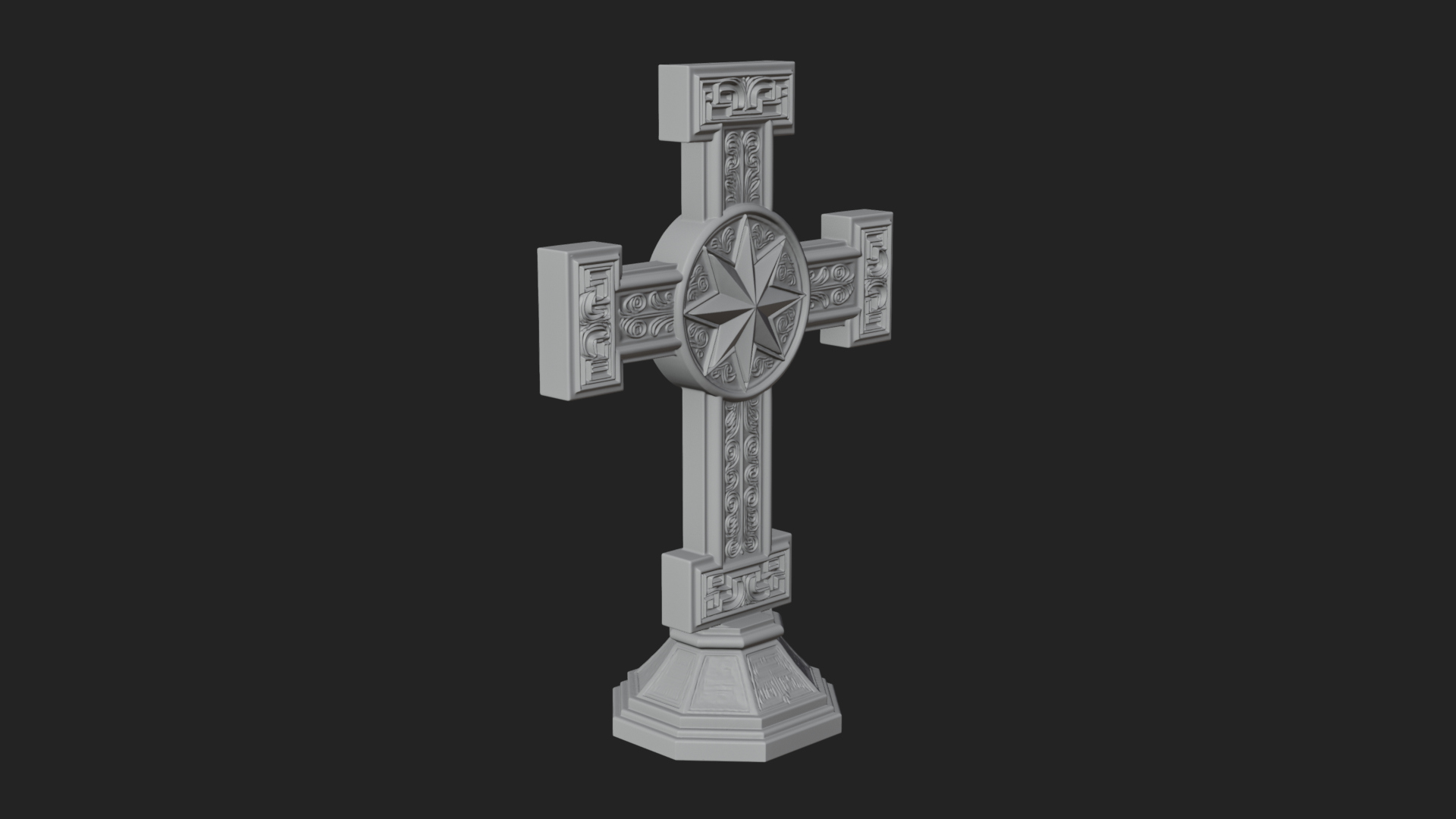 Carved Relief Wall Cross Design 392 3D Print Model 3D Model