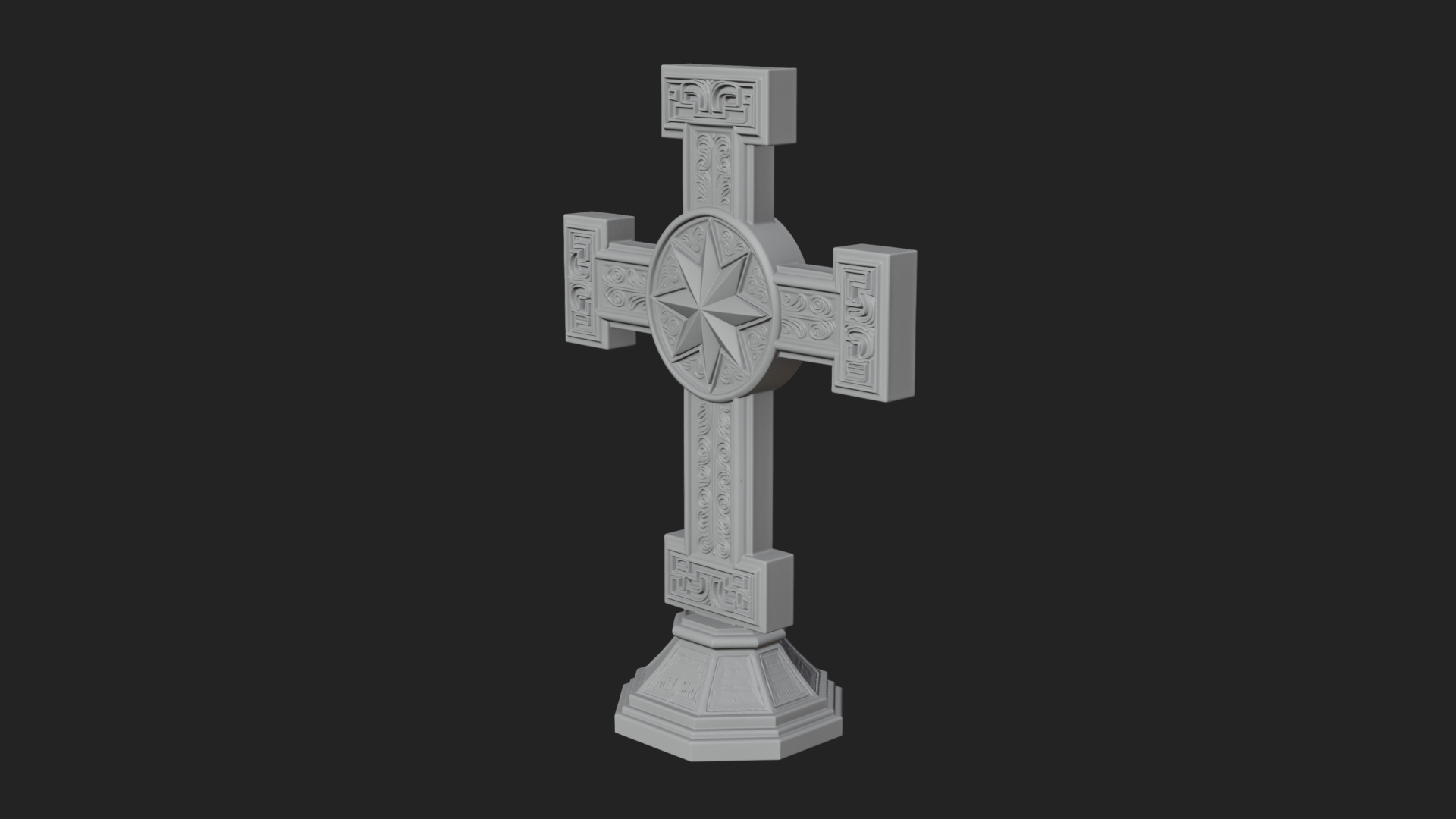 Carved Relief Wall Cross Design 392 3D Print Model 3D Model