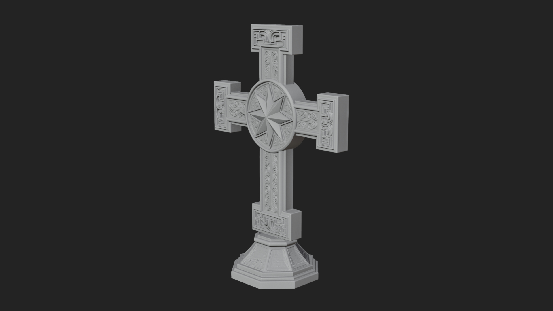 Carved Relief Wall Cross Design 392 3D Print Model 3D Model
