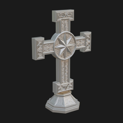 Carved Relief Wall Cross Design 392 3D Print Model