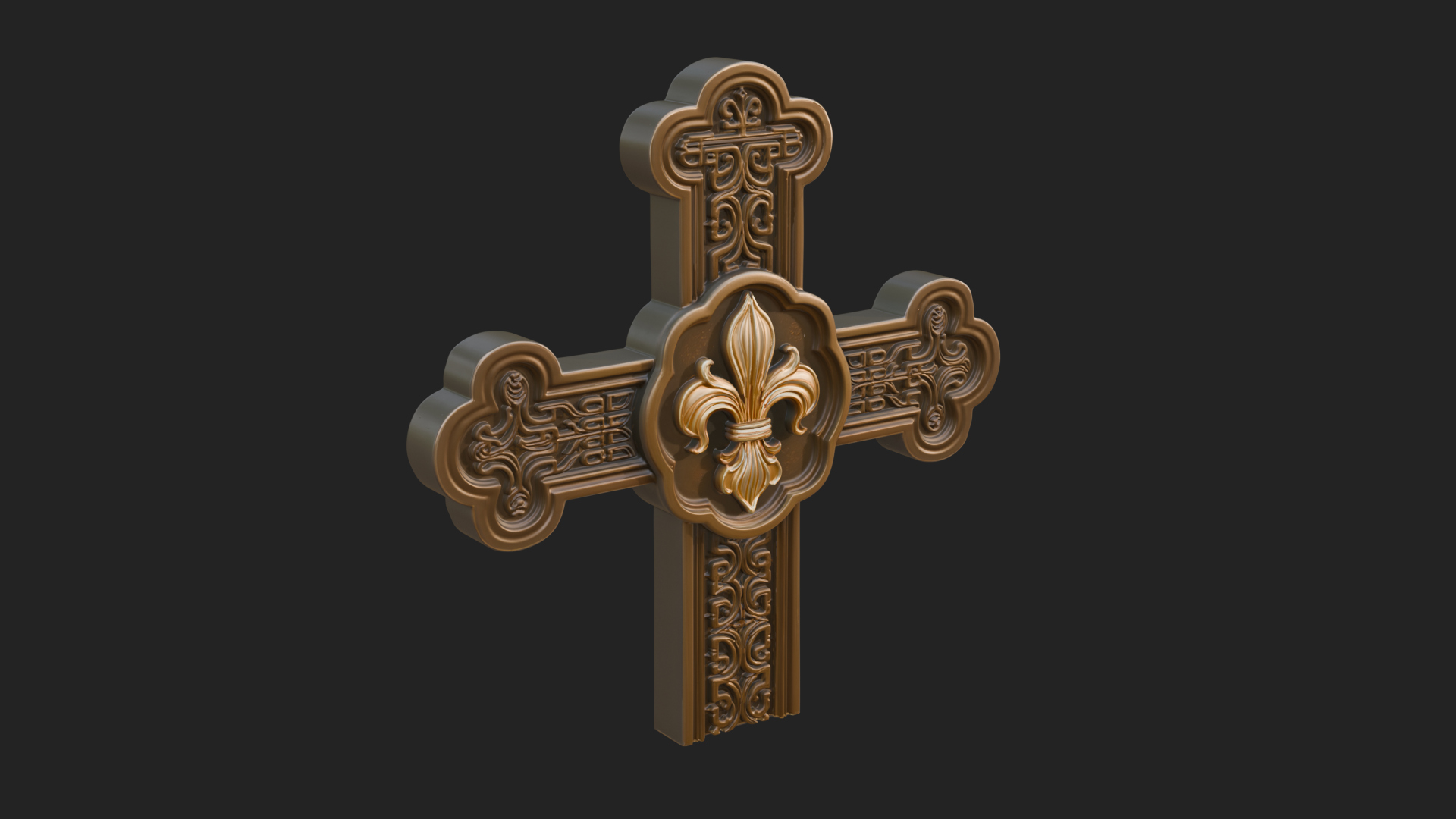 Carved Relief Wall Cross Design 393 3D Print Model 3D Model