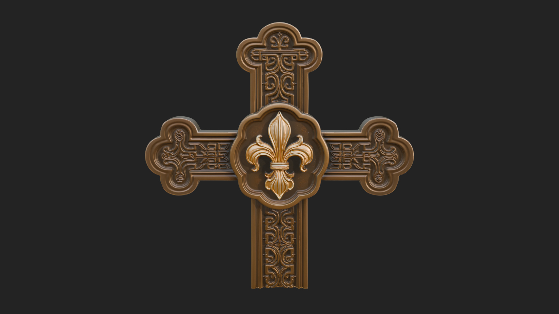 Carved Relief Wall Cross Design 393 3D Print Model 3D Model