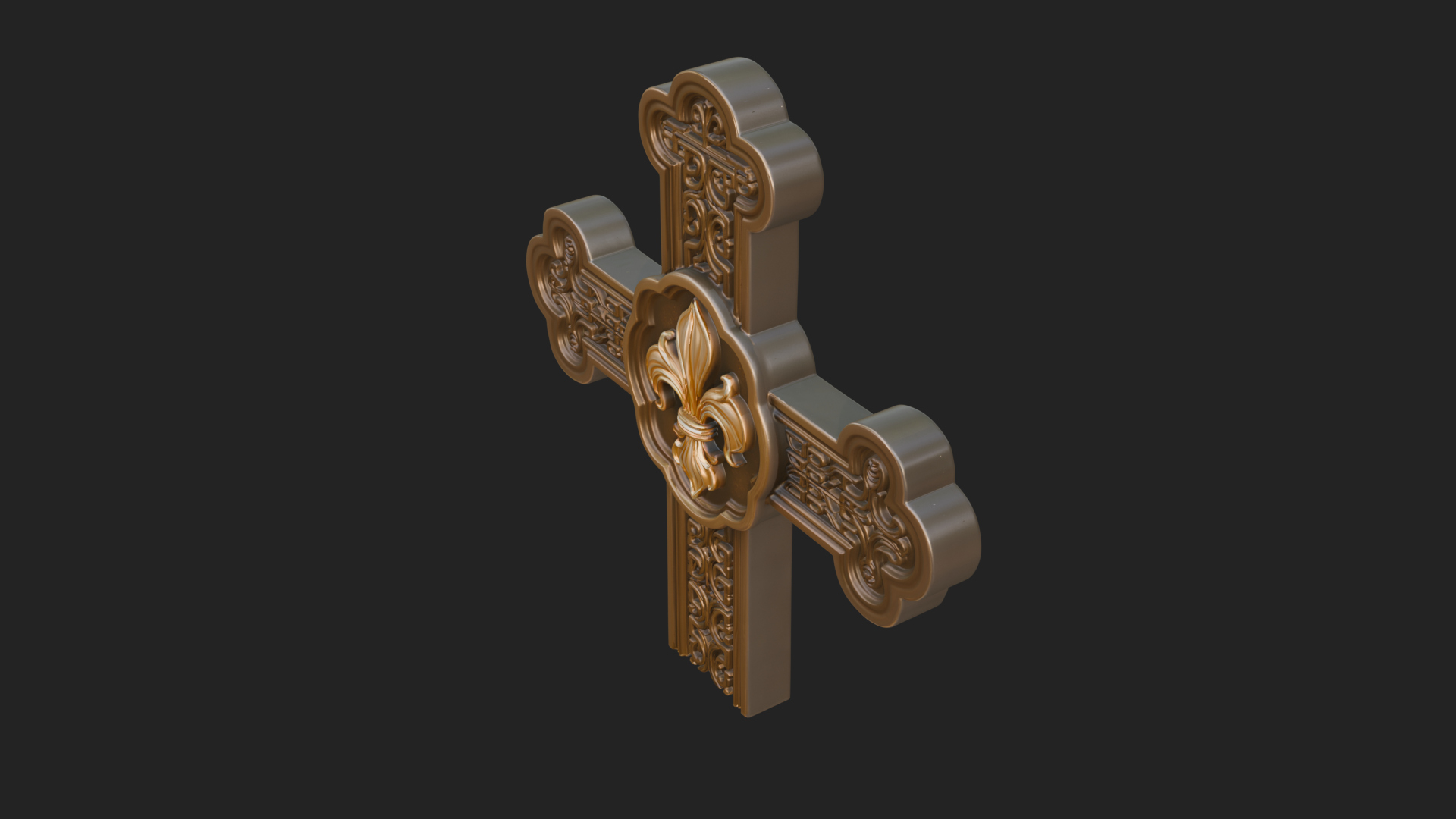Carved Relief Wall Cross Design 393 3D Print Model 3D Model