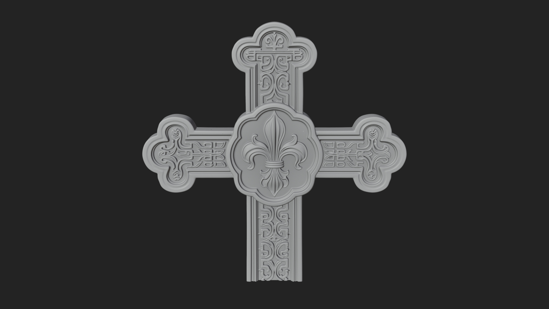 Carved Relief Wall Cross Design 393 3D Print Model 3D Model