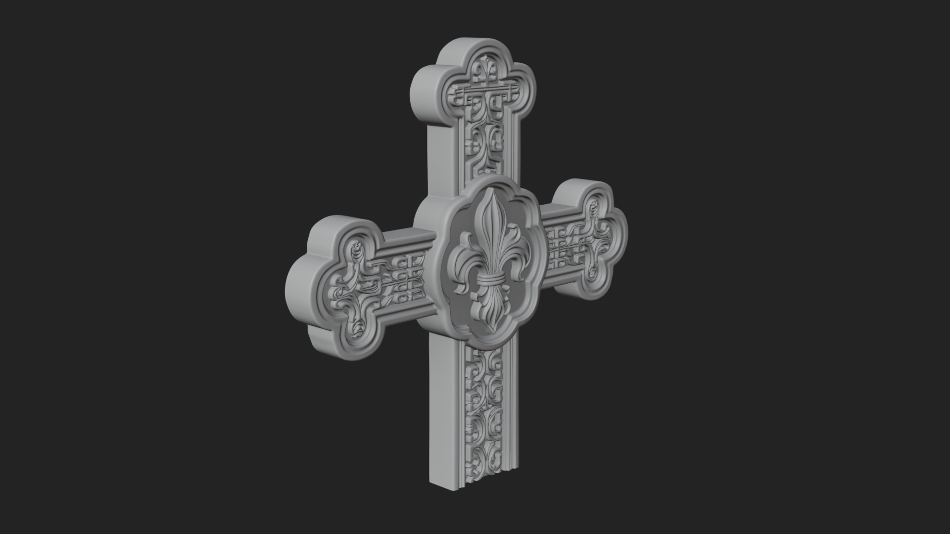 Carved Relief Wall Cross Design 393 3D Print Model 3D Model