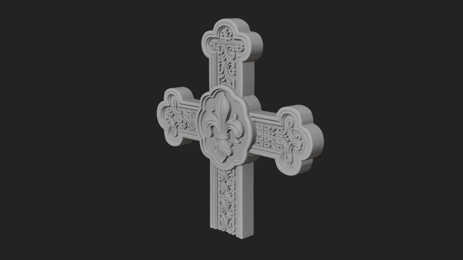 Carved Relief Wall Cross Design 393 3D Print Model 3D Model