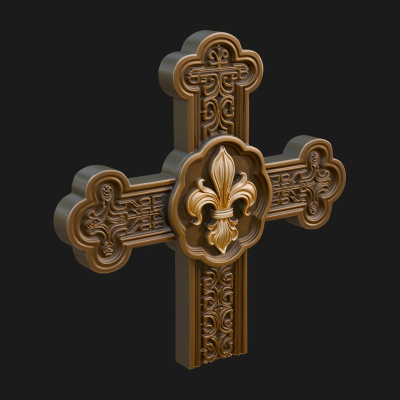 Carved Relief Wall Cross Design 393 3D Print Model